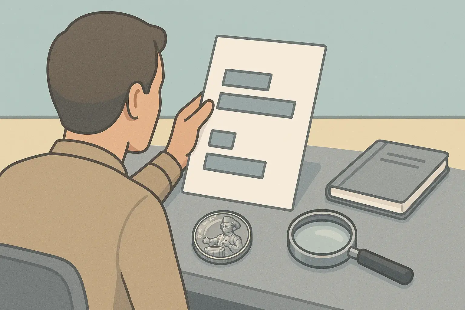 A collector is looking at the review about the bicentennial quarter value.